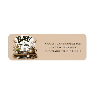 Baby is Brewing Rustic Tea Kettle Peach Shower Label