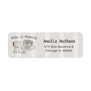 Baby is Brewing Stripes Baby Shower Label