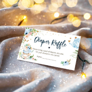 Baby is Brewing Tea Diaper Raffle Blue Baby Shower Enclosure Card