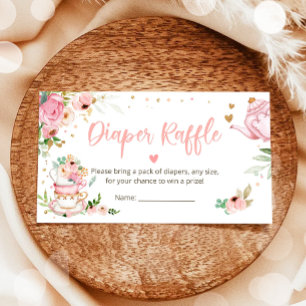 Baby is Brewing Tea Diaper Raffle Pink Baby Shower Enclosure Card