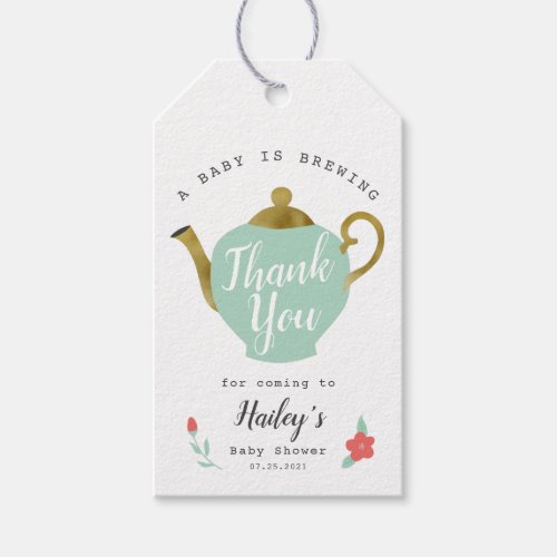 Baby Is Brewing  Tea Party Baby Shower Favor Tag
