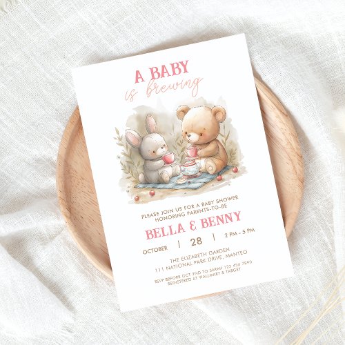 Baby Is Brewing Tea Party Baby Shower Invitation