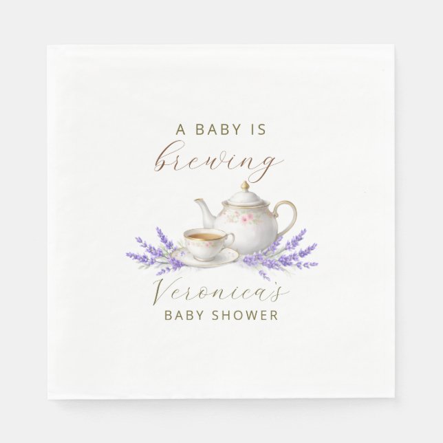 Baby is Brewing Tea Party Baby Shower Napkins (Front)