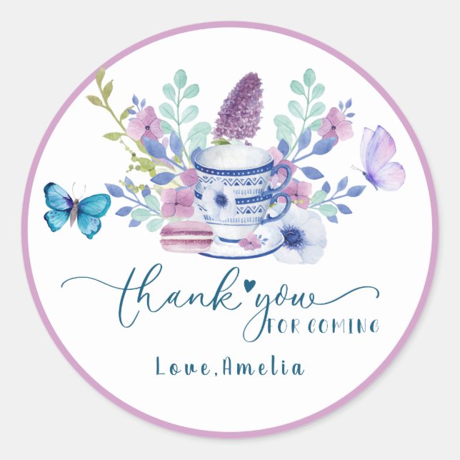 Baby is brewing tea party Baby shower Thank you Classic Round Sticker (Front)