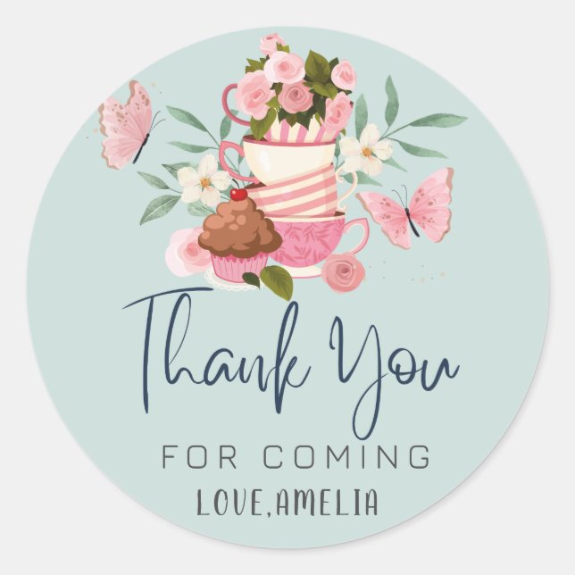 Baby is brewing tea party Baby shower Thank you Classic Round Sticker (Front)