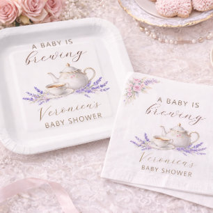 Baby is Brewing Tea Party Paper Plates