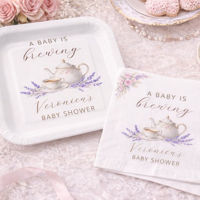 Baby is Brewing Tea Party  Paper Plates (Creator Uploaded)