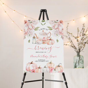 Baby is Brewing Tea Pumpkin Baby Shower Welcome Foam Board