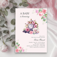 Baby is Brewing Vintage Tea Party Pink Baby Shower