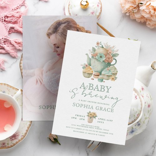 Baby is Brewing Vintage Victorian Baby Shower Invitation