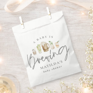 baby is brewing watercolor elegant baby shower favor bag