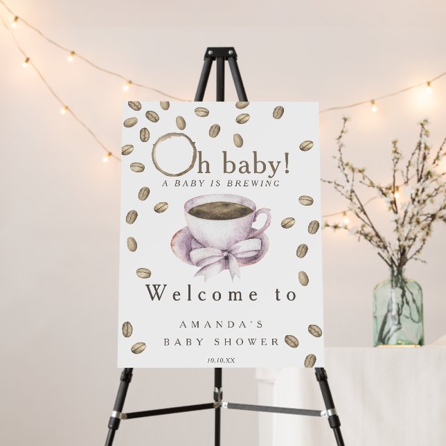 Baby is brewing Welcome coffee baby shower party Foam Board (In Situ (Stand))