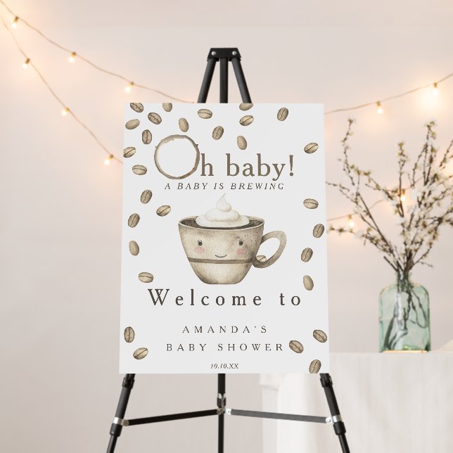 Baby is brewing Welcome coffee baby shower party Foam Board (In Situ (Stand))