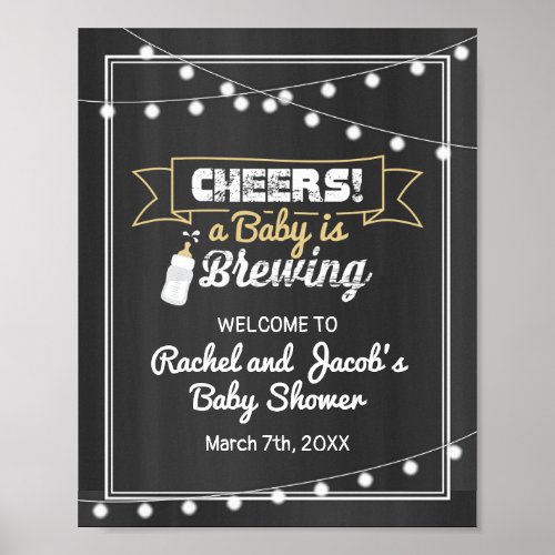 Baby is Brewing Welcome Shower Sign on Chalkboard