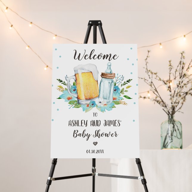 Baby is Brewing Welcome Sign Boy Blue Baby Shower (In Situ (Stand))