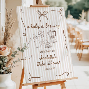 Baby is Brewing Welcome Sign, Coffee Welcome Poste Foam Board