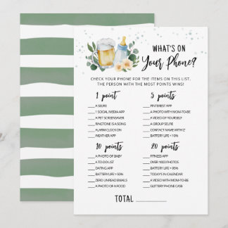 Baby Is Brewing What's On Your Phone Game Card