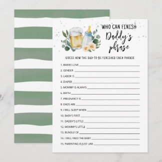 Baby Is Brewing Who can finish Daddy's phrase card
