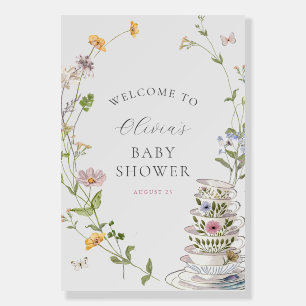 Baby is Brewing Wildflower Tea Baby Shower Welcome Foam Board