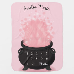 Baby is Brewing Witch Shower Gothic Pink Girl Baby Blanket