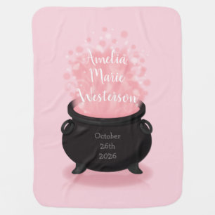 Baby is Brewing Witch Shower Gothic Pink Girl Baby Blanket
