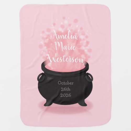 Baby is Brewing Witch Shower Gothic Pink Girl Baby Blanket