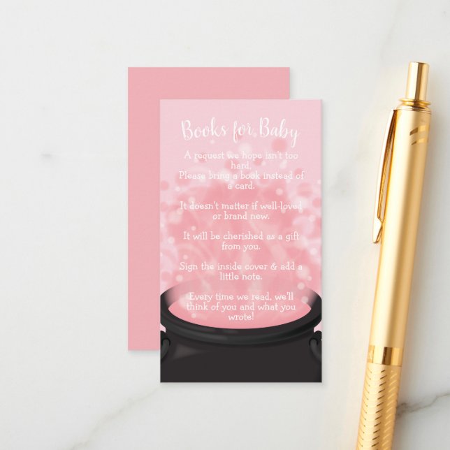 Baby is Brewing Witch Shower Gothic Pink Girl Enclosure Card (Front/Back In Situ)