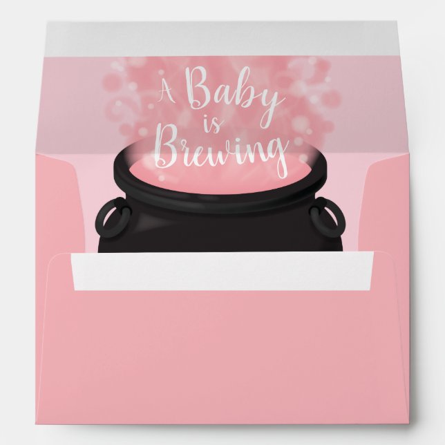 Baby is Brewing Witch Shower Gothic Pink Girl Envelope (Back (Bottom))