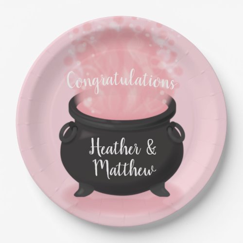 Baby is Brewing Witch Shower Gothic Pink Girl Paper Plates