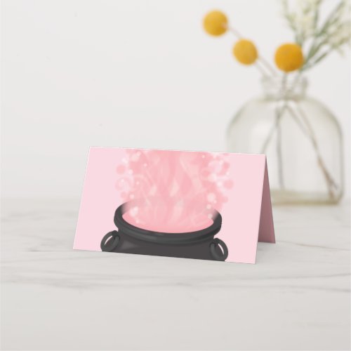 Baby is Brewing Witch Shower Gothic Pink Girl Place Card