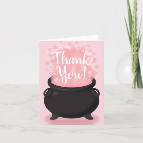 Baby is Brewing Witch Shower Gothic Pink Girl Thank You Card