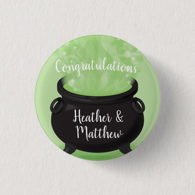 Baby is Brewing Witch Shower Halloween Caldron Button (Front)