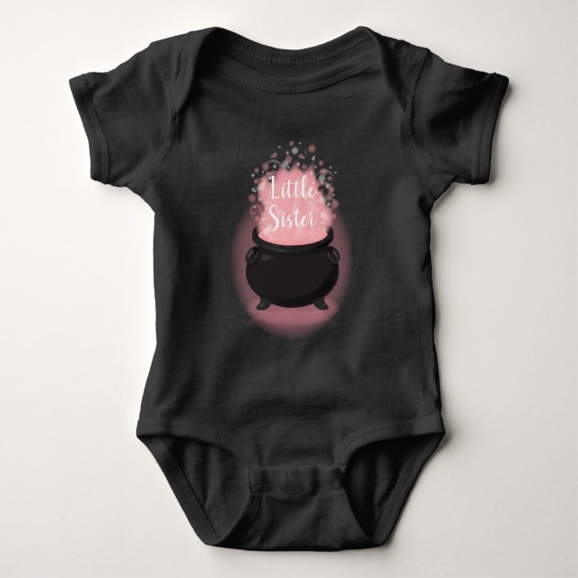 Baby is Brewing Witch Shower Halloween Cauldron Baby Bodysuit (Front)