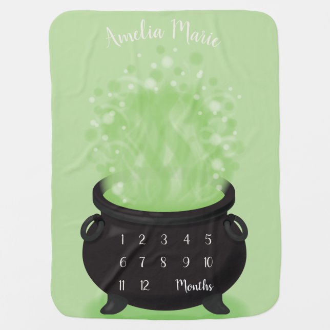 Baby is Brewing Witch Shower Halloween Cauldron Blanket (Front)