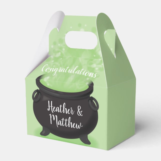 Baby is Brewing Witch Shower Halloween Cauldron Favor Boxes (Front Side)