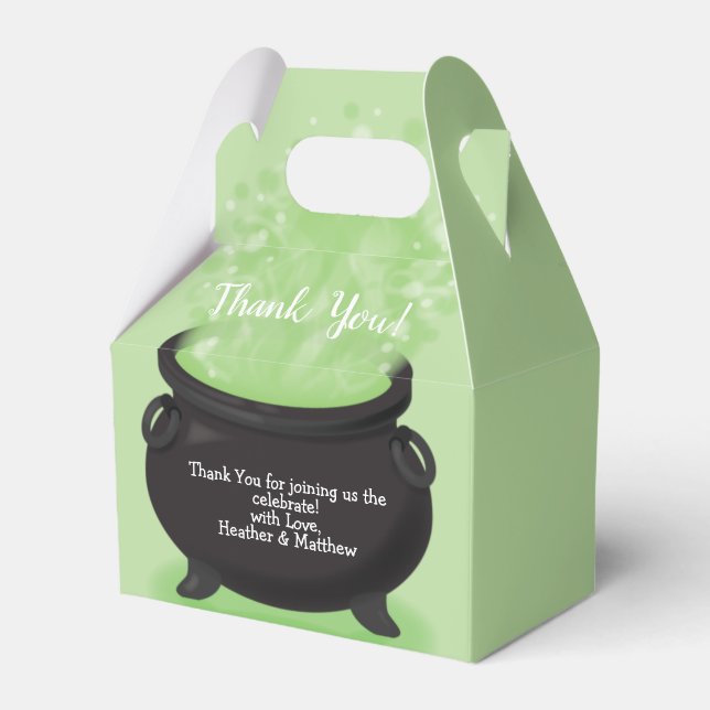 Baby is Brewing Witch Shower Halloween Cauldron Favor Boxes (Front Side)