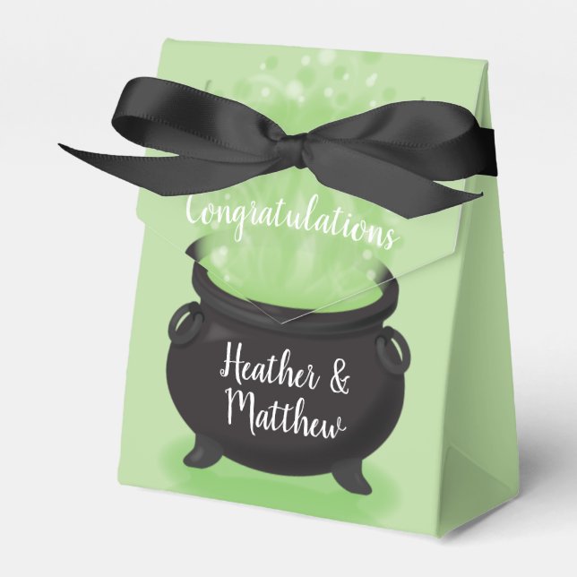 Baby is Brewing Witch Shower Halloween Cauldron Favor Boxes (Front Side)
