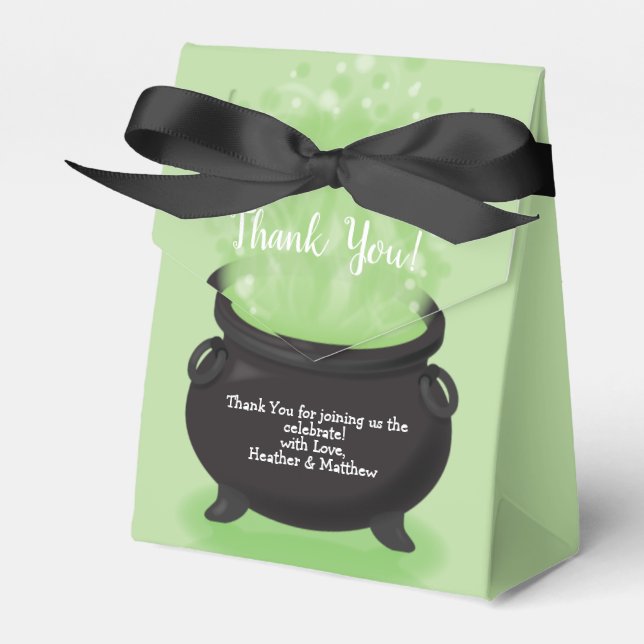 Baby is Brewing Witch Shower Halloween Cauldron Favor Boxes (Front Side)