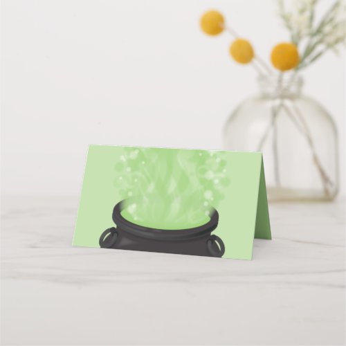 Baby is Brewing Witch Shower Halloween Cauldron Place Card