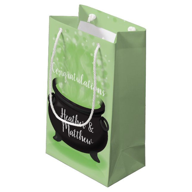 Baby is Brewing Witch Shower Halloween Cauldron Small Gift Bag (Back Angled)