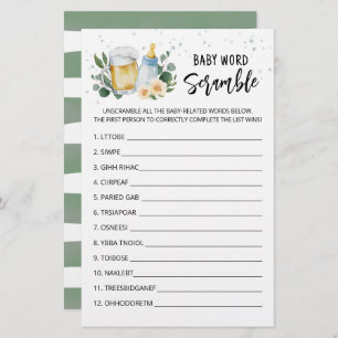 Baby Is Brewing Word Scramble Baby Shower Game