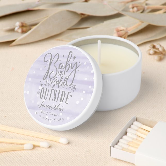 Baby Is Cold Outside Lavender Baby Shower Favor Mini Candle Favors (Insitu)