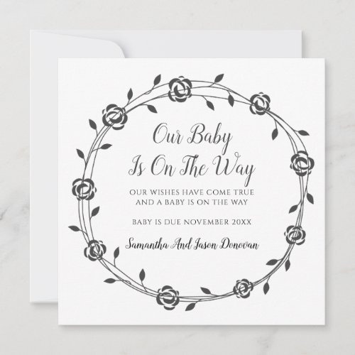 Baby Is On The Way Flower Buds Wreath Pregnancy Announcement