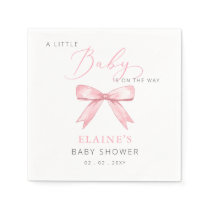 Baby Is on the WAY Pink Bow Girl Baby Shower Napkins