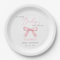 Baby Is on the WAY Pink Bow Girl Baby Shower Paper Plates