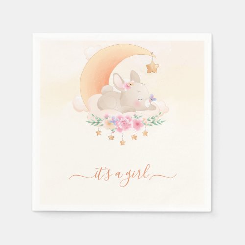 Baby Its A Girl Little Bunny Baby Shower Napkins