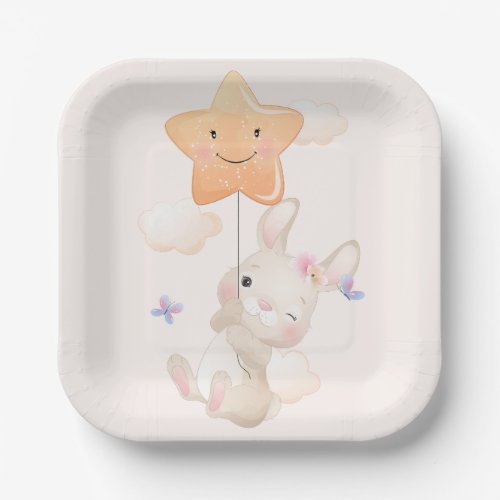 Baby Its A Girl Little Bunny Baby Shower Paper Plates