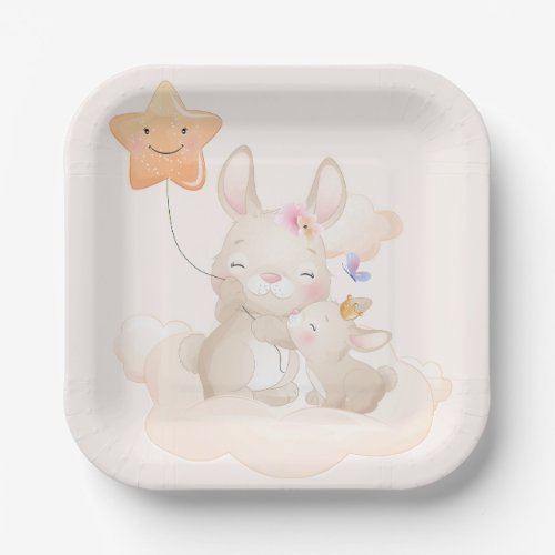 Baby Its A Girl Little Bunny Baby Shower Paper Plates