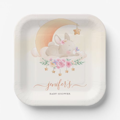 Baby Its A Girl Little Bunny Baby Shower Paper Plates