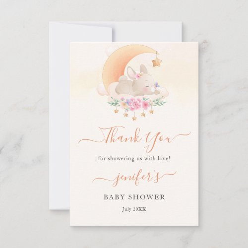 Baby Its A Girl Little Bunny Baby Shower Thank You Card
